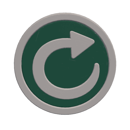 A medallion with a circular arrow