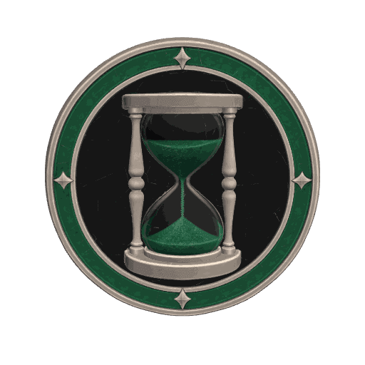 An hourglass medallion